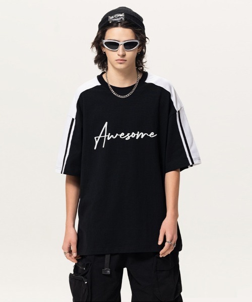 Ressaca（レサーカ）の「オーバーサイズ カラーブロックロゴプリントサイドラインTシャツ（Tシャツ/カットソー・メンズ・ブラック/チャコール・M/L/XL）」の2枚目の写真