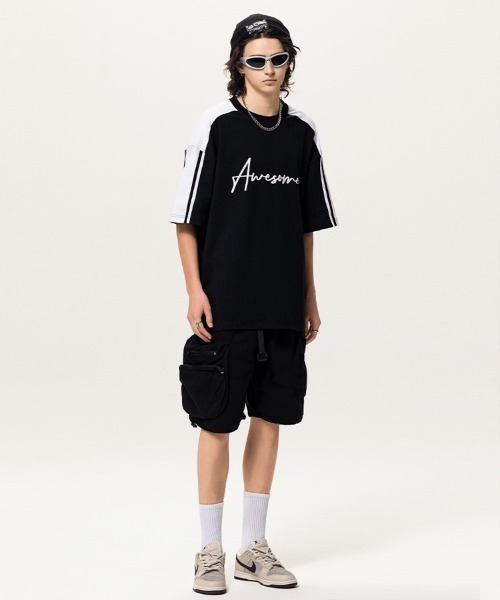 Ressaca（レサーカ）の「オーバーサイズ カラーブロックロゴプリントサイドラインTシャツ（Tシャツ/カットソー・メンズ・ブラック/チャコール・M/L/XL）」の10枚目の写真