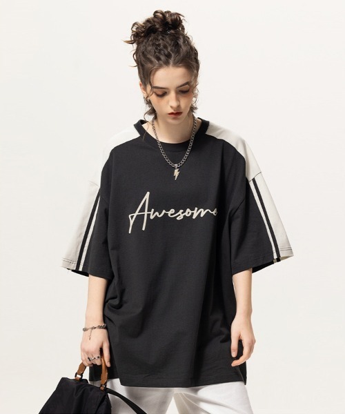 Ressaca（レサーカ）の「オーバーサイズ カラーブロックロゴプリントサイドラインTシャツ（Tシャツ/カットソー・メンズ・ブラック/チャコール・M/L/XL）」の12枚目の写真