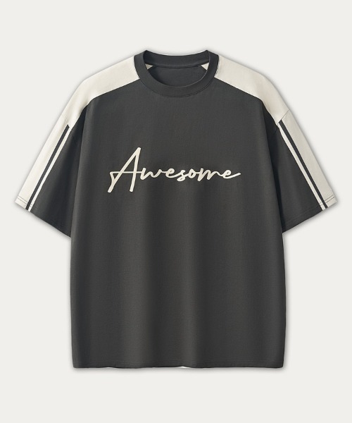Ressaca（レサーカ）の「オーバーサイズ カラーブロックロゴプリントサイドラインTシャツ（Tシャツ/カットソー・メンズ・ブラック/チャコール・M/L/XL）」の6枚目の写真