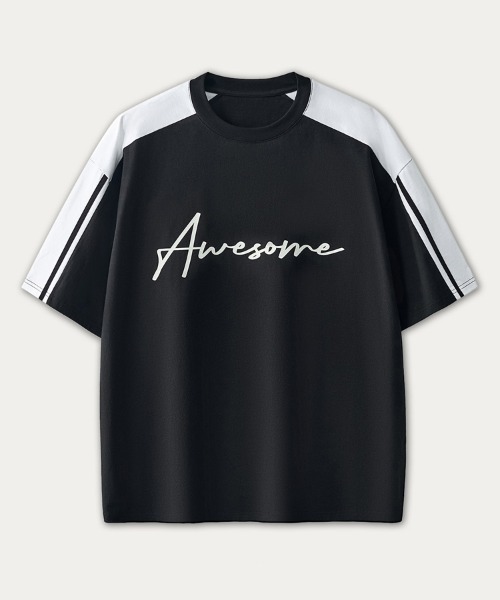 Ressaca（レサーカ）の「オーバーサイズ カラーブロックロゴプリントサイドラインTシャツ（Tシャツ/カットソー・メンズ・ブラック/チャコール・M/L/XL）」の5枚目の写真