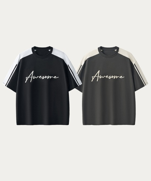 Ressaca（レサーカ）の「オーバーサイズ カラーブロックロゴプリントサイドラインTシャツ（Tシャツ/カットソー・メンズ・ブラック/チャコール・M/L/XL）」の7枚目の写真