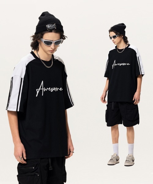 Ressaca（レサーカ）の「オーバーサイズ カラーブロックロゴプリントサイドラインTシャツ（Tシャツ/カットソー・メンズ・ブラック/チャコール・M/L/XL）」の15枚目の写真