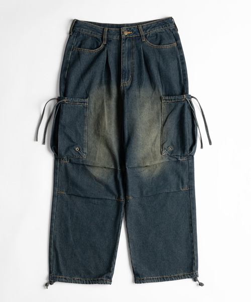 kutir(クティール)の「【低身長だからカッコよく着こなせるアイテム】ヴィンテージライクポケットカーゴデニム(デニムパンツ・メンズ・ブラック/インディゴブルー・SMALL/MEDIUM)」の2枚目の写真