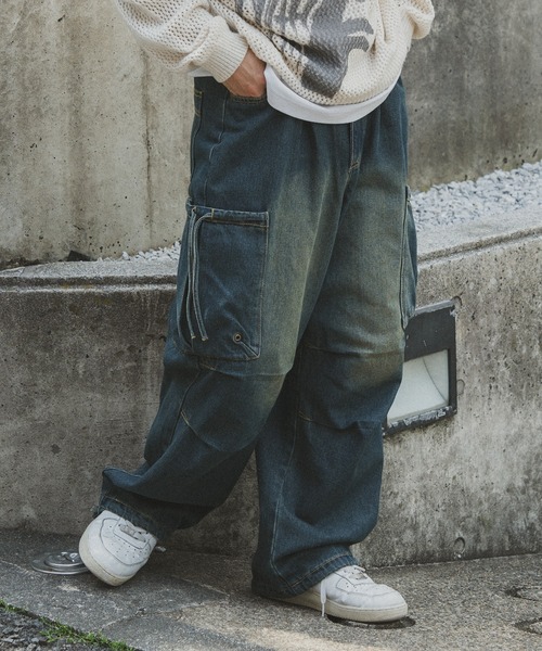 kutir(クティール)の「【低身長だからカッコよく着こなせるアイテム】ヴィンテージライクポケットカーゴデニム(デニムパンツ・メンズ・ブラック/インディゴブルー・SMALL/MEDIUM)」の5枚目の写真