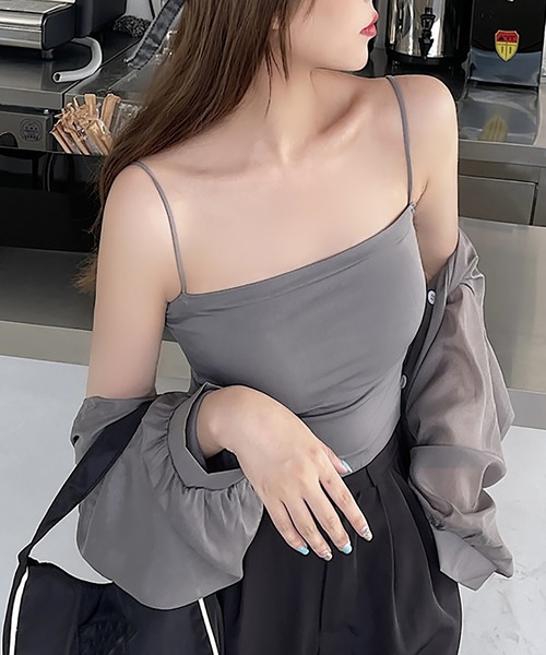 ABBEY MARKET(アビーマーケット)の「カップ付きキャミソール インナー ルームウェア フィットネス(キャミソール・レディース・モカ/カーキ/ホワイト/ブラック/グレー・FREE)」の21枚目の写真