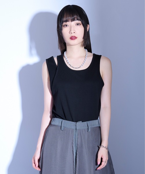 Ellno Loset（エルノロゼット）の「アシメデザインタンク（タンクトップ・メンズ・ブラック/オフホワイト・LARGE/MEDIUM/SMALL）」の11枚目の写真
