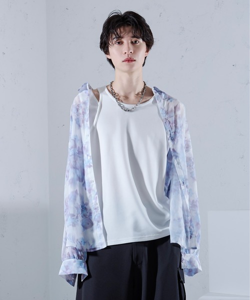 Ellno Loset（エルノロゼット）の「アシメデザインタンク（タンクトップ・メンズ・ブラック/オフホワイト・LARGE/MEDIUM/SMALL）」の15枚目の写真