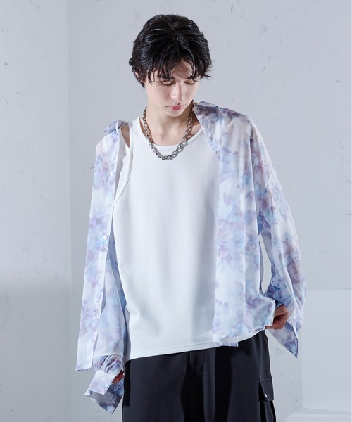 Ellno Loset（エルノロゼット）の「アシメデザインタンク（タンクトップ・メンズ・ブラック/オフホワイト・LARGE/MEDIUM/SMALL）」の16枚目の写真