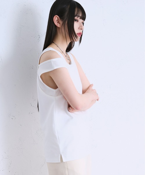 Ellno Loset（エルノロゼット）の「アシメデザインタンク（タンクトップ・メンズ・ブラック/オフホワイト・LARGE/MEDIUM/SMALL）」の20枚目の写真