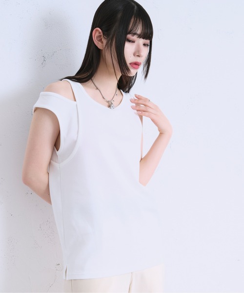 Ellno Loset（エルノロゼット）の「アシメデザインタンク（タンクトップ・メンズ・ブラック/オフホワイト・LARGE/MEDIUM/SMALL）」の22枚目の写真
