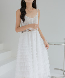 BANNER SELECT（バナーセレクト）の「異素材ドッキングティアードフリルキャミワンピース（ワンピース）」