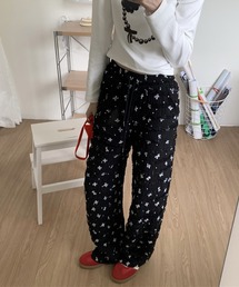 リボンプリントフリルパンツ