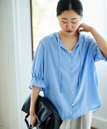 le.coeur blanc | フィブリルサテンスタンドフリルブラウス(シャツ/ブラウス)