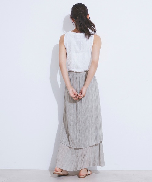 CE'E_SE'E（シーシー）の「ヴィンテージライク シアーレイヤードスカート（スカート・レディース・スミクロ/ライトグレー/グリーン・FREE）」の5枚目の写真