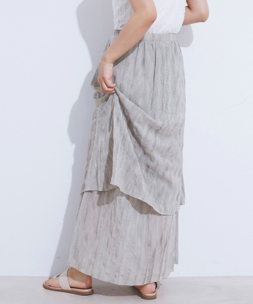CE'E_SE'E（シーシー）の「ヴィンテージライク シアーレイヤードスカート（スカート・レディース・スミクロ/ライトグレー/グリーン・FREE）」の7枚目の写真