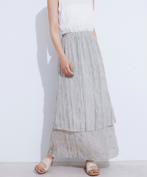 CE'E_SE'E（シーシー）の「ヴィンテージライク シアーレイヤードスカート（スカート・レディース・スミクロ/ライトグレー/グリーン・FREE）」の9枚目の写真