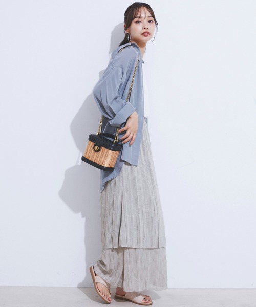 CE'E_SE'E（シーシー）の「ヴィンテージライク シアーレイヤードスカート（スカート・レディース・スミクロ/ライトグレー/グリーン・FREE）」の12枚目の写真