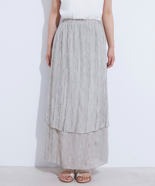 CE'E_SE'E（シーシー）の「ヴィンテージライク シアーレイヤードスカート（スカート・レディース・スミクロ/ライトグレー/グリーン・FREE）」の13枚目の写真