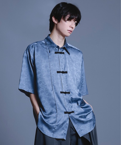 Ellno Loset（エルノロゼット）の「サテンチャイナシャツSS（シャツ/ブラウス・メンズ・ブラック/ブルー系その他・SMALL/MEDIUM/LARGE）」の9枚目の写真