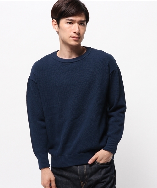 crepuscule（クレプスキュール）の「CREPUSCULE / クレプスキュール S/N KNIT MOSS STITCH（ニット/セーター・メンズ・ネイビー/ブラック・MEDIUM）」の2枚目の写真