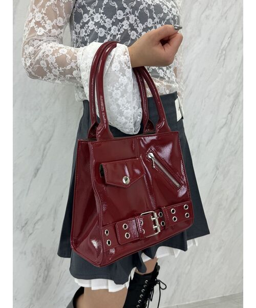 jouetie(ジュエティ)の「ライダースハンドBAG(ハンドバッグ・レディース・レッド/ブラック・FREE)」の8枚目の写真