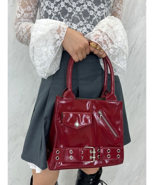 jouetie(ジュエティ)の「ライダースハンドBAG(ハンドバッグ・レディース・レッド/ブラック・FREE)」の2枚目の写真