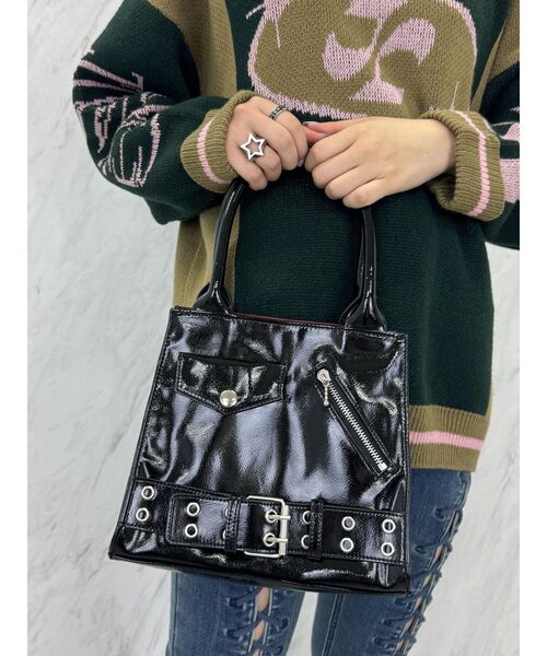 jouetie(ジュエティ)の「ライダースハンドBAG(ハンドバッグ・レディース・レッド/ブラック・FREE)」の1枚目の写真