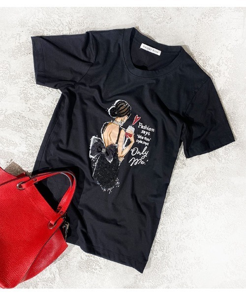 【DESERT ROSE/デザートローズ】ビジュー装飾Tシャツ(DRESS UP WOMEN)（Tシャツ/カットソー）｜Desert Rose（デザートローズ）