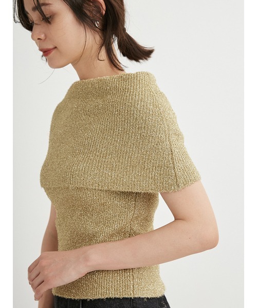emmi（エミ）の「オフショルラメニットプルオーバー（ニット/セーター・レディース・ゴールド/シルバー/ブラック・FREE）」の14枚目の写真
