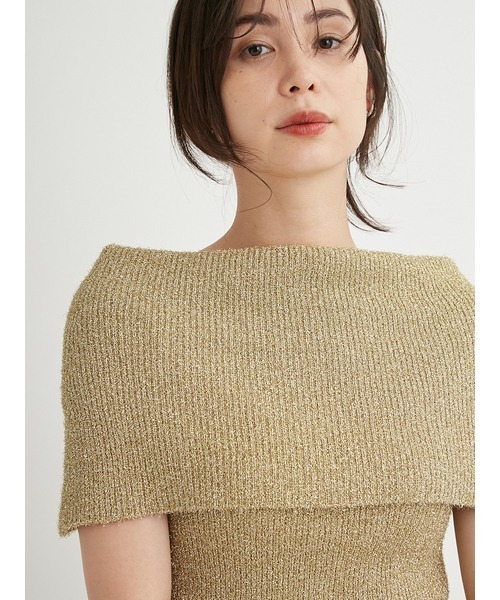 emmi（エミ）の「オフショルラメニットプルオーバー（ニット/セーター・レディース・ゴールド/シルバー/ブラック・FREE）」の13枚目の写真