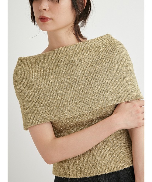 emmi（エミ）の「オフショルラメニットプルオーバー（ニット/セーター・レディース・ゴールド/シルバー/ブラック・FREE）」の12枚目の写真