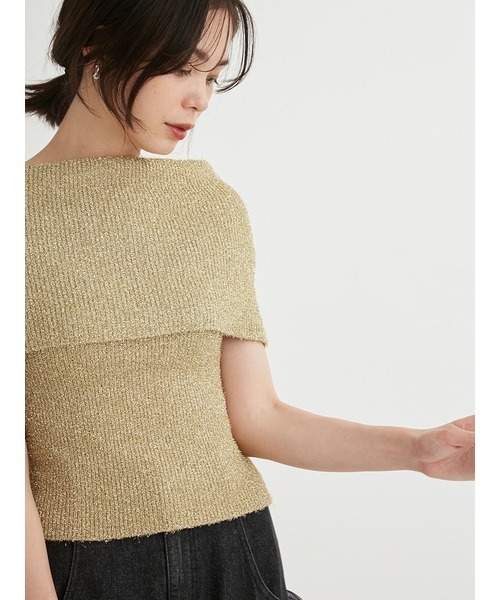 emmi（エミ）の「オフショルラメニットプルオーバー（ニット/セーター・レディース・ゴールド/シルバー/ブラック・FREE）」の11枚目の写真