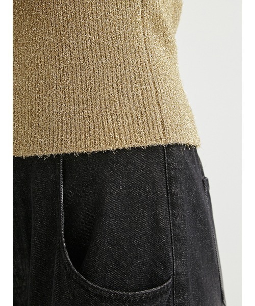 emmi（エミ）の「オフショルラメニットプルオーバー（ニット/セーター・レディース・ゴールド/シルバー/ブラック・FREE）」の9枚目の写真