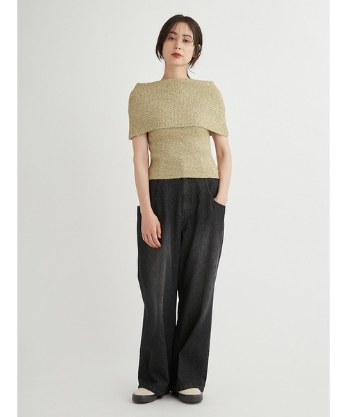 emmi（エミ）の「オフショルラメニットプルオーバー（ニット/セーター・レディース・ゴールド/シルバー/ブラック・FREE）」の8枚目の写真