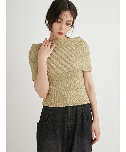 emmi（エミ）の「オフショルラメニットプルオーバー（ニット/セーター・レディース・ゴールド/シルバー/ブラック・FREE）」の16枚目の写真