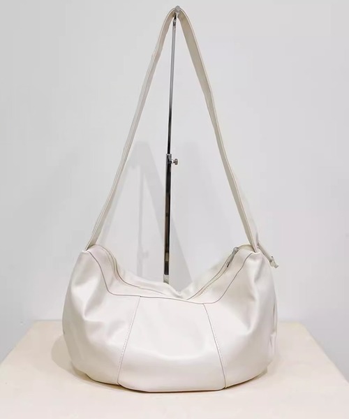 値下げ可　ショルダーバッグ　ホワイト セール】レザー調 コンパクト ラウンド 2WAY ショルダーバッグ