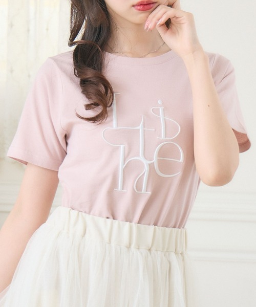 ems excite（エムズエキサイト）の「うねうねロゴ刺繍TEE（Tシャツ/カットソー・レディース・オフホワイト/ピンク/ブルー/ブラック系その他3・FREE）」の4枚目の写真