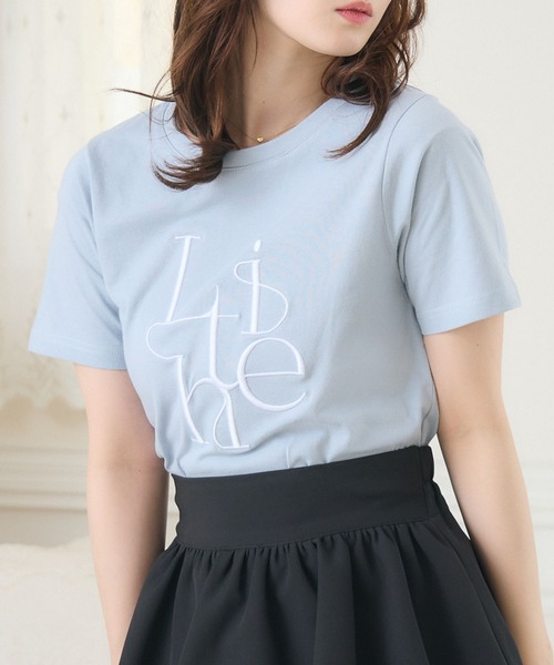 ems excite（エムズエキサイト）の「うねうねロゴ刺繍TEE（Tシャツ/カットソー・レディース・オフホワイト/ピンク/ブルー/ブラック系その他3・FREE）」の3枚目の写真