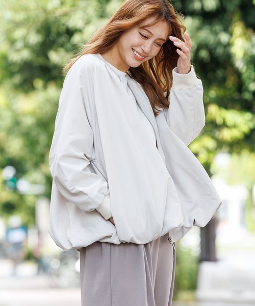 【セール】撥水加工裾バルーンジップアップブルゾン（ブルゾン）｜mili an deni（ミリアンデニ）