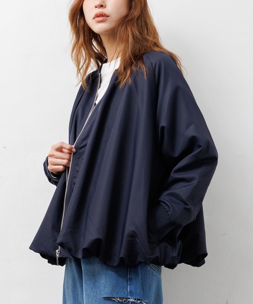 【セール】撥水加工裾バルーンジップアップブルゾン（ブルゾン）｜mili an deni（ミリアンデニ）