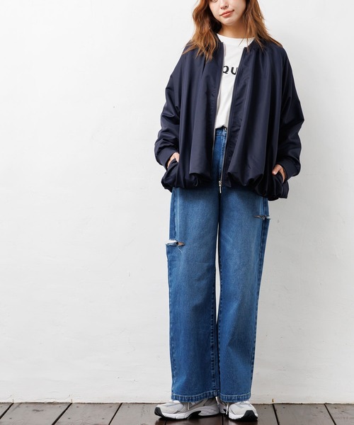 【セール】撥水加工裾バルーンジップアップブルゾン（ブルゾン）｜mili an deni（ミリアンデニ）