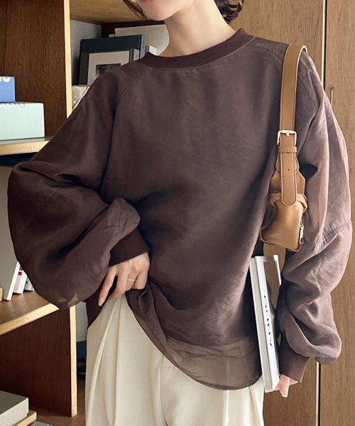 Ada.(エイダ)の「シアーレイヤード 裏毛スウェット(スウェット・レディース・ブラウン/ピンク/アイボリー/ブラック・FREE)」の3枚目の写真