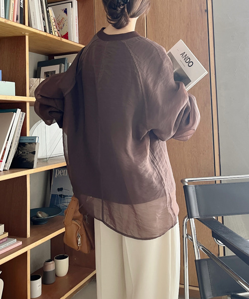 Ada.(エイダ)の「シアーレイヤード 裏毛スウェット(スウェット・レディース・ブラウン/ピンク/アイボリー/ブラック・FREE)」の22枚目の写真