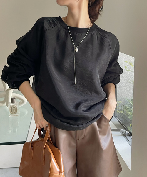 Ada.(エイダ)の「シアーレイヤード 裏毛スウェット(スウェット・レディース・ブラウン/ピンク/アイボリー/ブラック・FREE)」の8枚目の写真