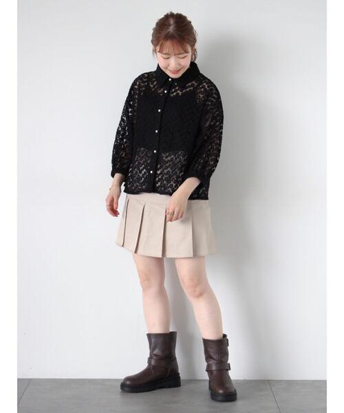 ehka sopo(エヘカソポ)の「花シアーシャツ(シャツ/ブラウス・レディース・ブラック/キナリ/キャメル/ブルー・F)」の9枚目の写真