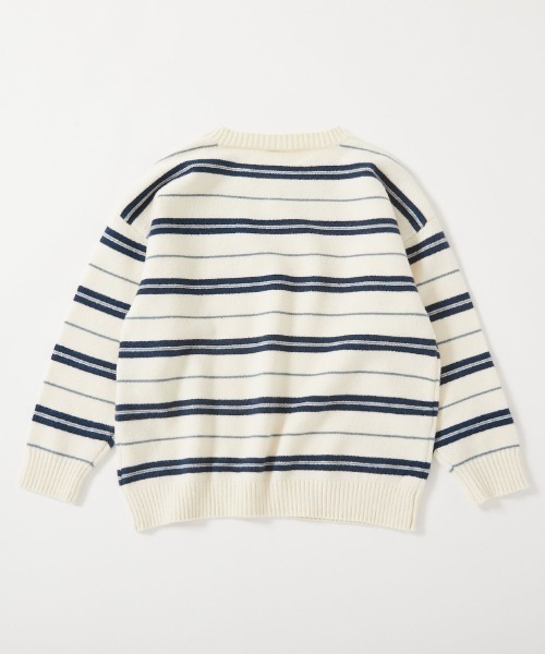 devirock(デビロック)の「洗える チクチクしない素肌ニット マルチボーダープルオーバー(ニット/セーター・キッズ・オフホワイト/ブルー系5/ダークブラウン・100cm/110cm/120cm/130cm/140cm/150cm/160cm)」の10枚目の写真