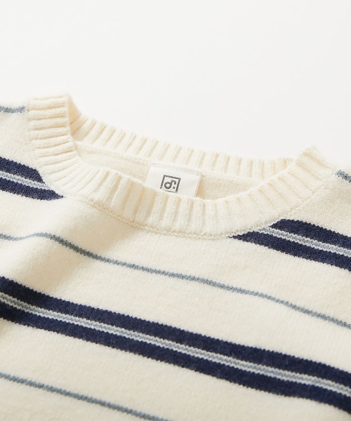 devirock(デビロック)の「洗える チクチクしない素肌ニット マルチボーダープルオーバー(ニット/セーター・キッズ・オフホワイト/ブルー系5/ダークブラウン・100cm/110cm/120cm/130cm/140cm/150cm/160cm)」の11枚目の写真