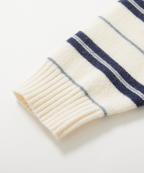 devirock(デビロック)の「洗える チクチクしない素肌ニット マルチボーダープルオーバー(ニット/セーター・キッズ・オフホワイト/ブルー系5/ダークブラウン・100cm/110cm/120cm/130cm/140cm/150cm/160cm)」の12枚目の写真