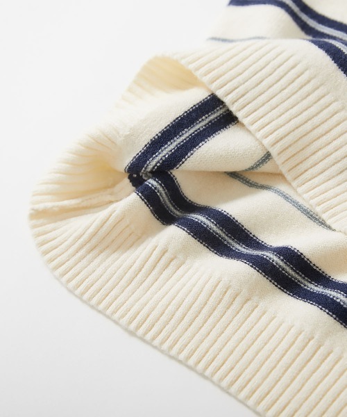 devirock(デビロック)の「洗える チクチクしない素肌ニット マルチボーダープルオーバー(ニット/セーター・キッズ・オフホワイト/ブルー系5/ダークブラウン・100cm/110cm/120cm/130cm/140cm/150cm/160cm)」の13枚目の写真